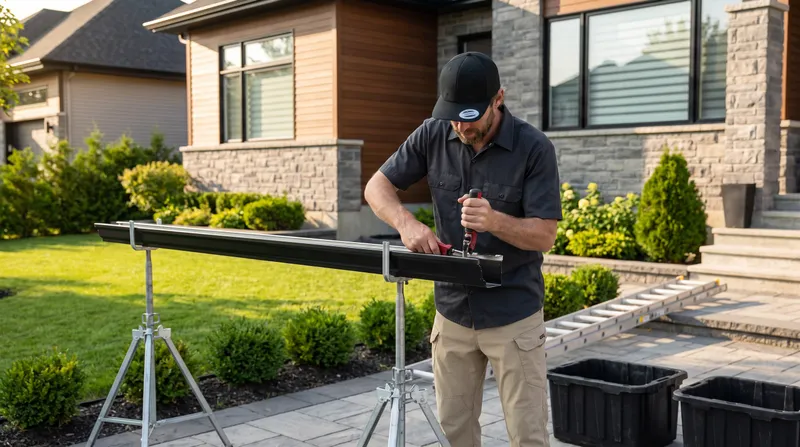 Seamless aluminum gutter installation